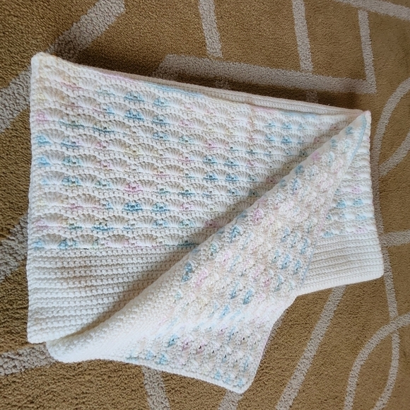 Hand Crafted Other - Handmade Afghan Baby Blanket Blue, Pink, Yellow